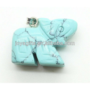 Fashion blue turquoise elephant pendant semi precious stone pendant